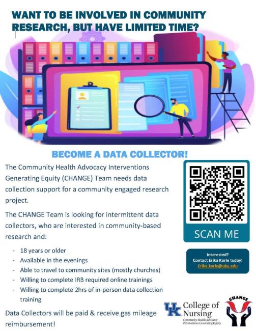 Flyer for Data Collectors position. 