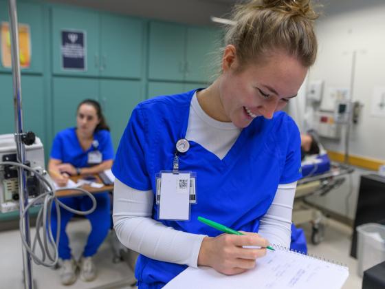 Candid shot of nursing student in clinical