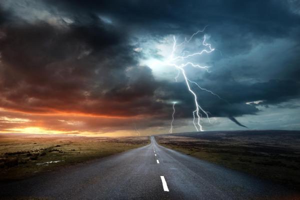 Stock Image of a road with severe weather.