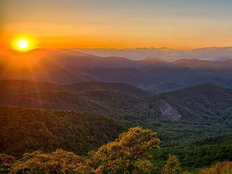 Sunset over Appalachian Hillside