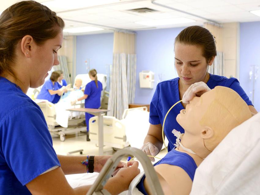 Students in simulation lab.